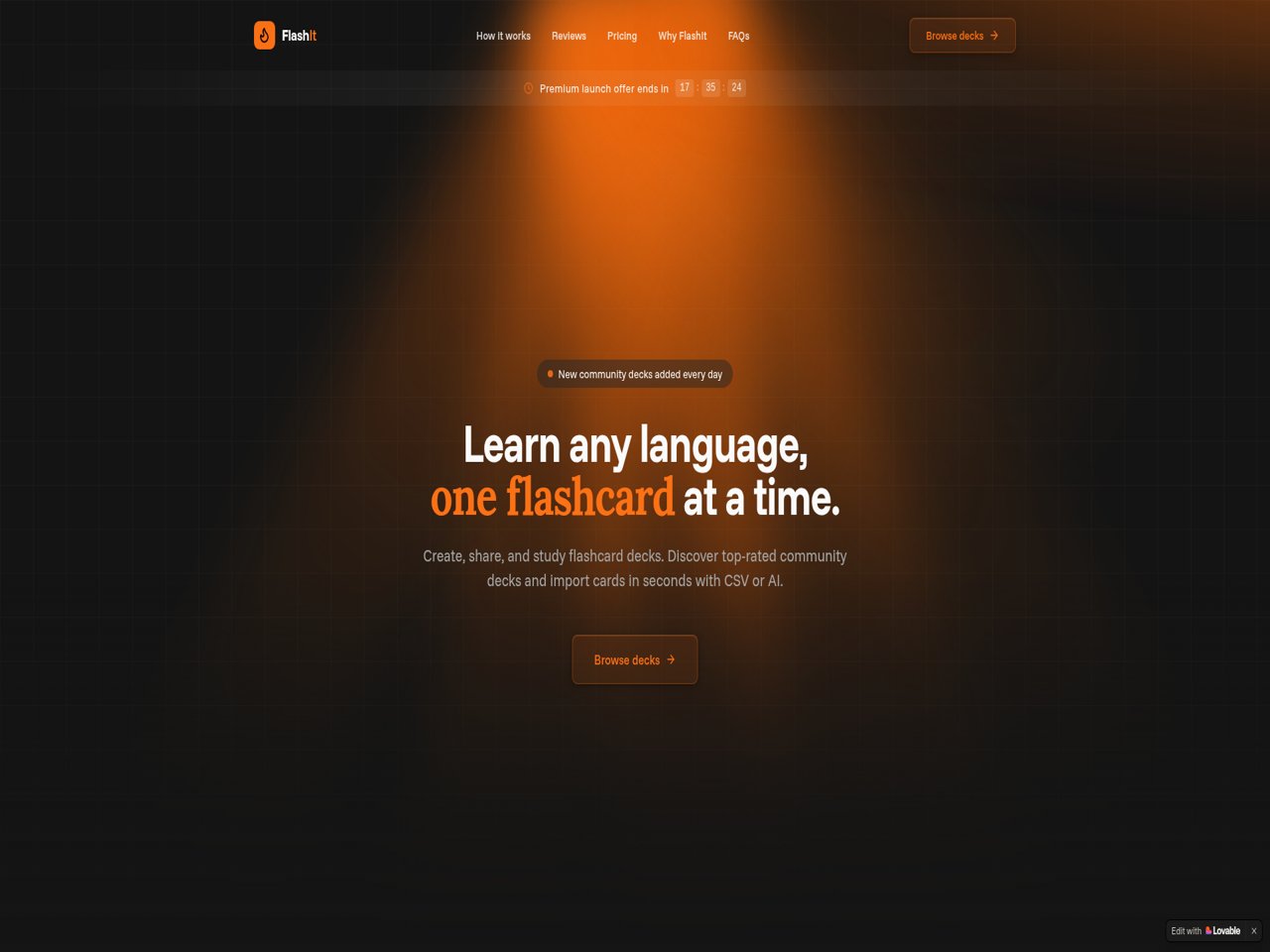 Flash It website interface mockup